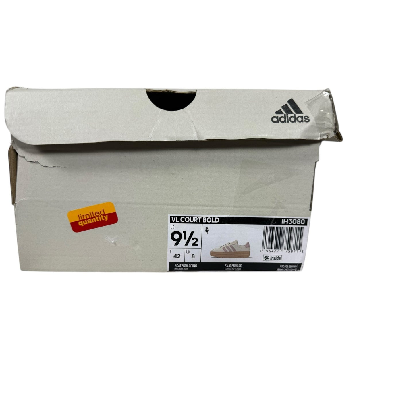 Adidas Court VL Women's Shoes - Ivory / Pink - Size 9.5