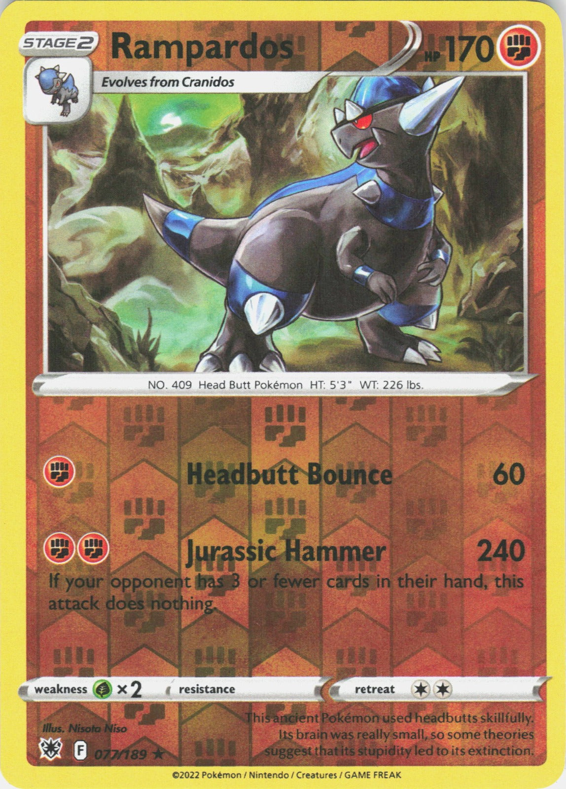 Rampardos Reverse Holo Holo Rare SWSH10: Astral Radiance 077/189 NM