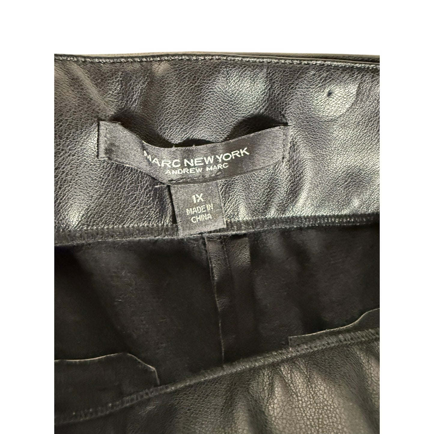 NWT Marc New York Women's Faux Leather Pants Size 1X High Rise Black Skinny