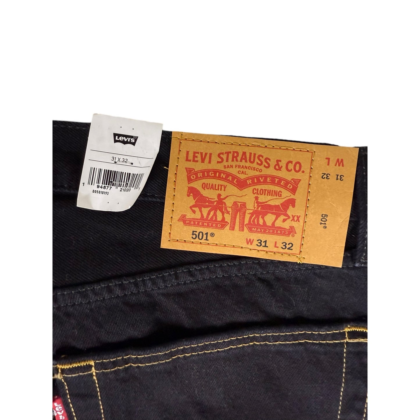 NWT Levi 501 Jeans Men's Black size 31 x 32 Button Fly