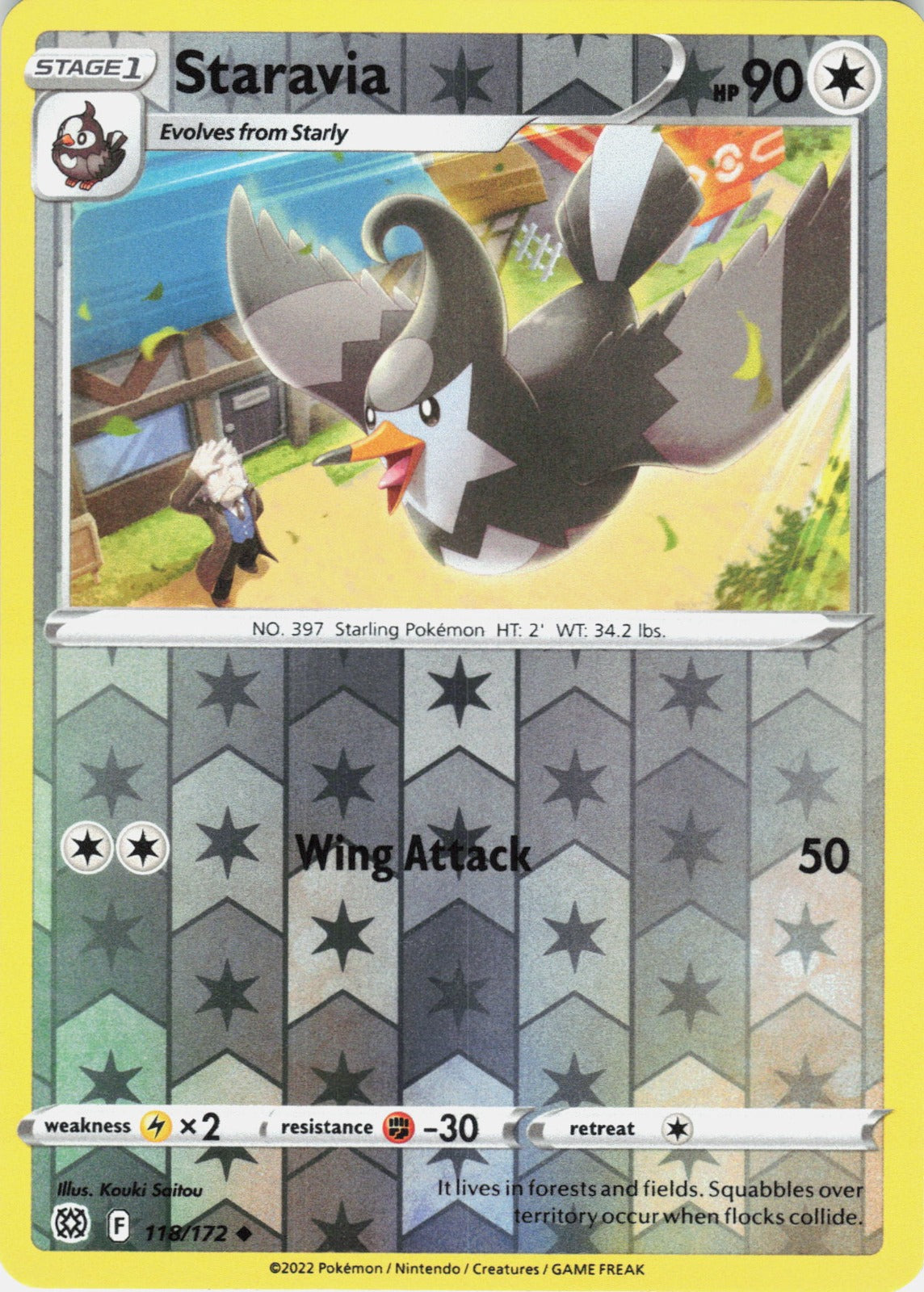 Staravia Reverse Holo Uncommon SWSH09: Brilliant Stars 118/172 NM
