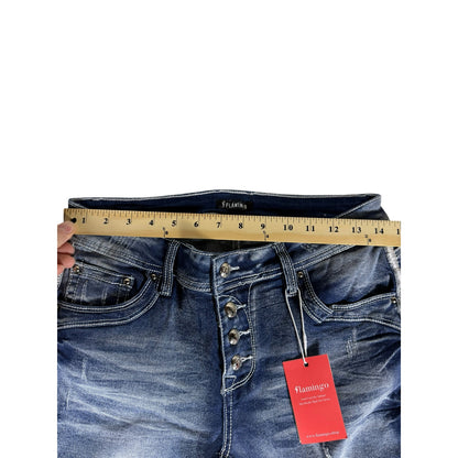 NWT Women's Flamingo Low Rise Bootcut Distressed jeans size Medium