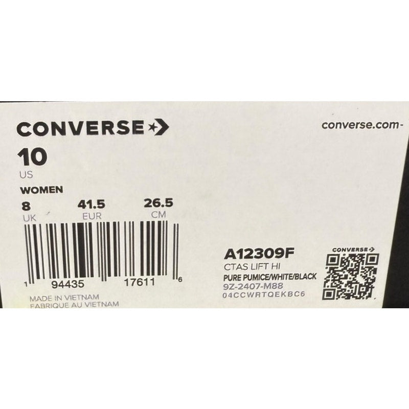 Converse CTAS Lift Pure Pumice Women's Platform High Top Sneakers- Size 10 NWB