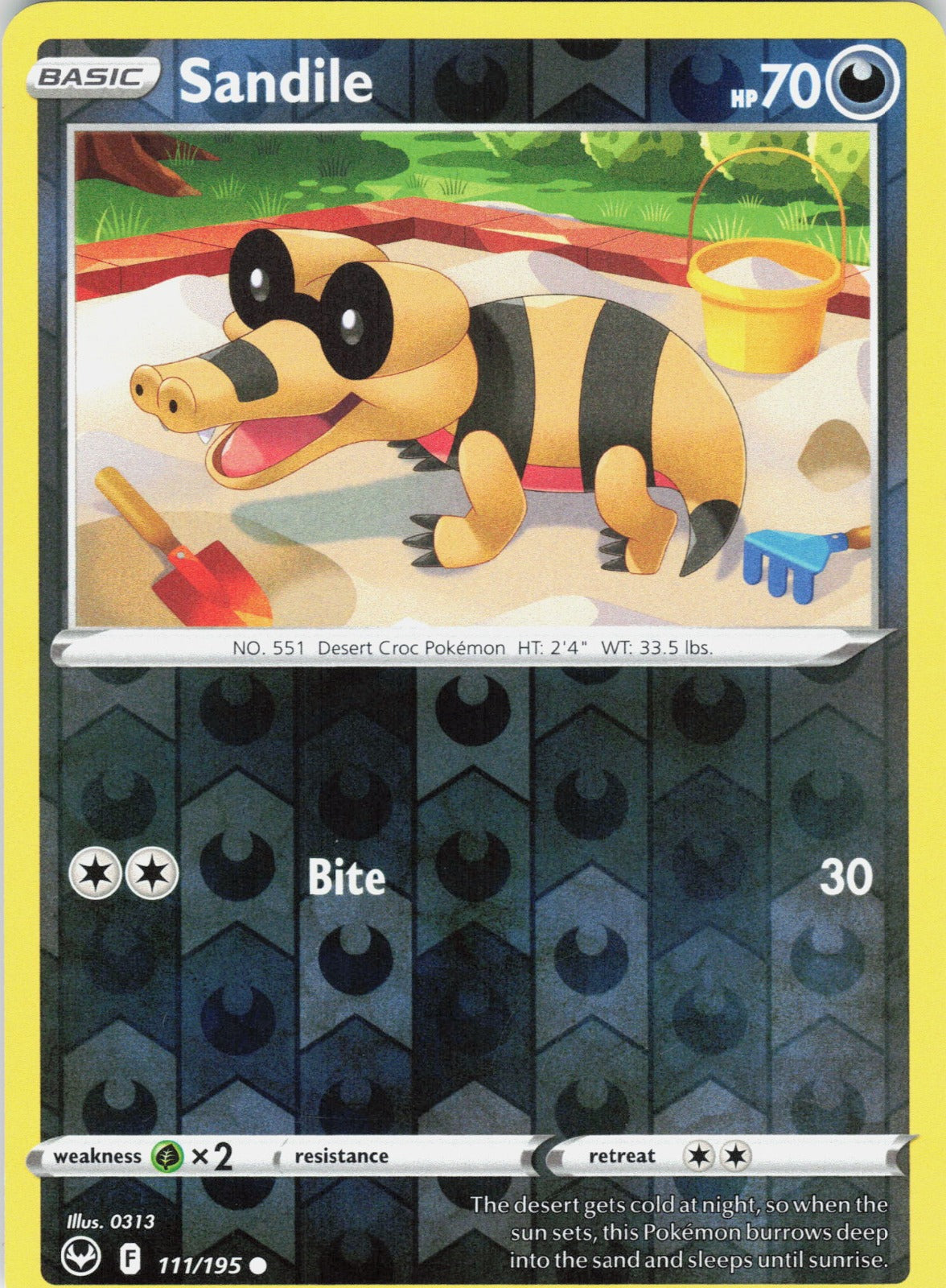 Sandile Reverse Holo Common SWSH12: Silver Tempest 111/195 NM