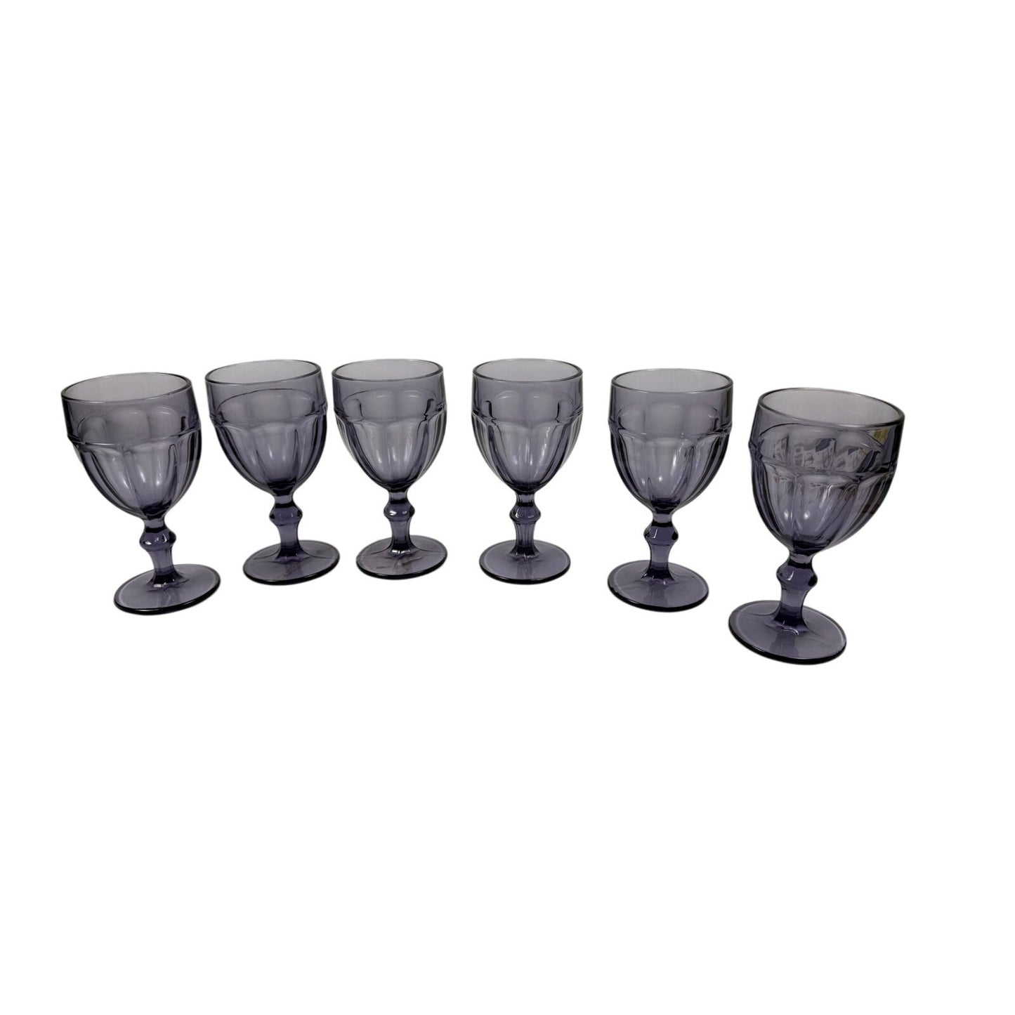 East Creek set of six Glass Vintage Drinking Goblets 8.5oz Purple