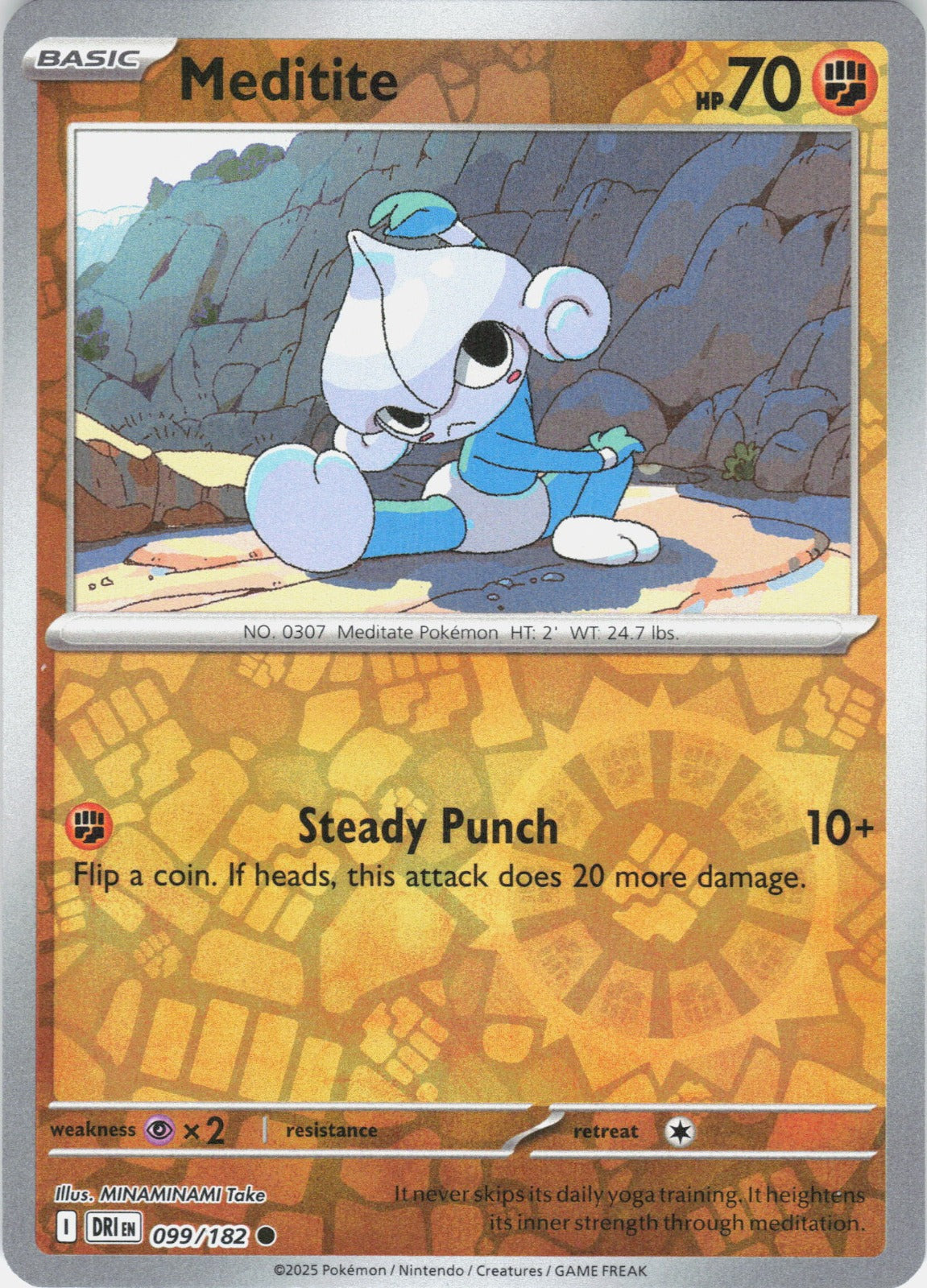 Meditite Reverse Holo Common SV10: Destined Rivals 099/182 NM