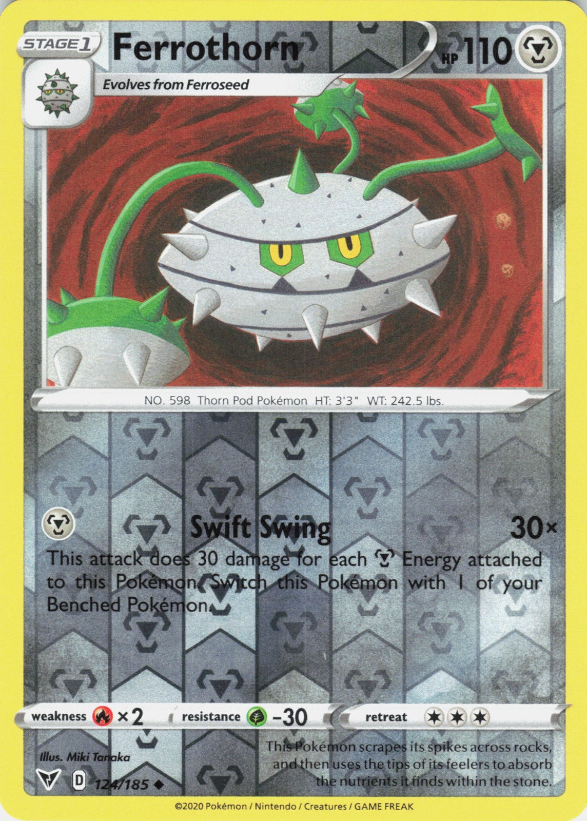 Ferrothorn Reverse Holo Uncommon SWSH04: Vivid Voltage 124/185 NM