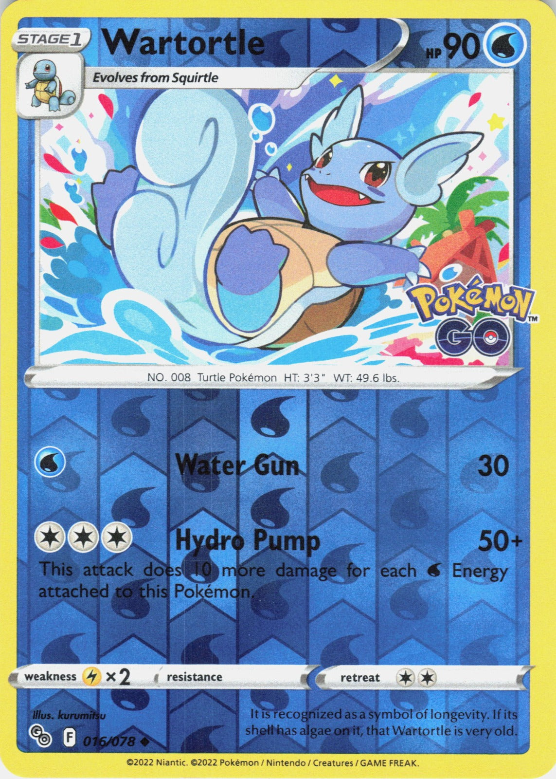 Squirtle Reverse Holo Common Pokemon GO 015/078 NM