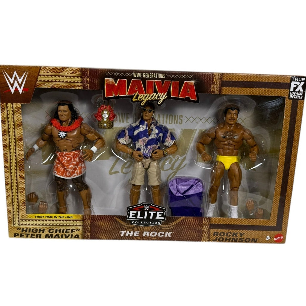 NEW WWE Generations Maivia Legacy Elite Collection The Rock Action Figure 3-Pack