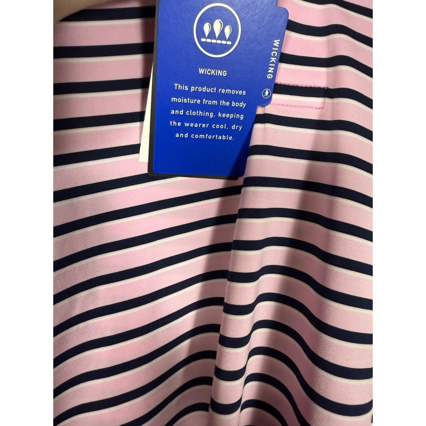 NWT Ralph Lauren X Polo Men's Pink Medium UV blocking Moisture Wicking Pinstripe