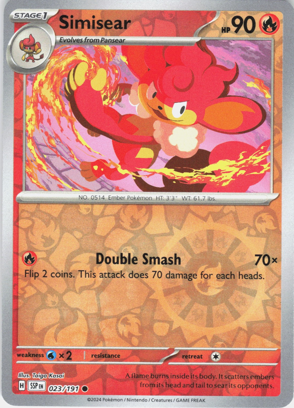 Simisear Reverse Holo Common SV08: Surging Sparks 023/191 NM