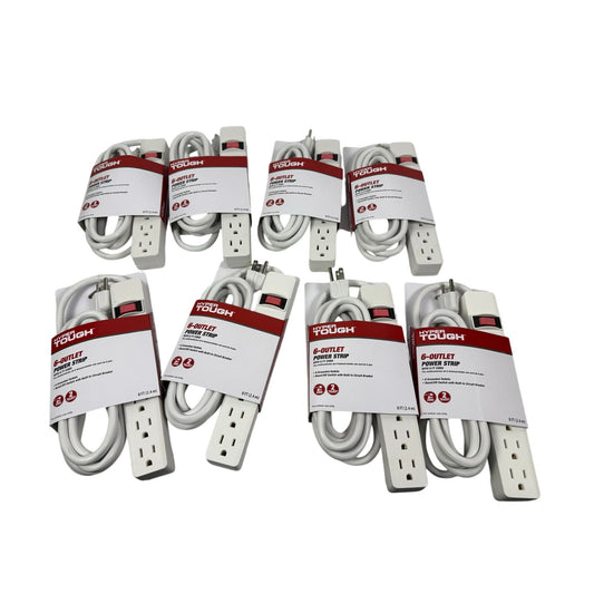New 8Pack Hypertough 6 outlet surge protector power strip 8ft cord