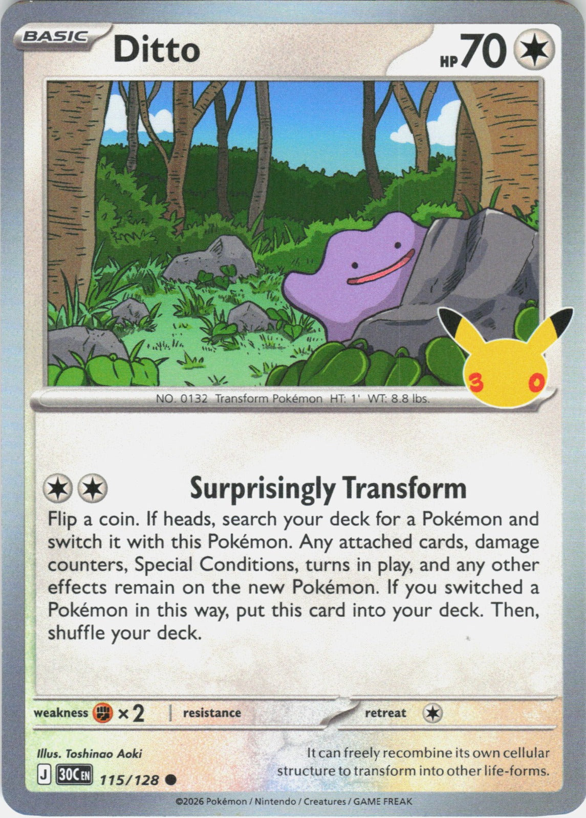 Ditto Holo Common ME: 30th Celebration 115/128 NM