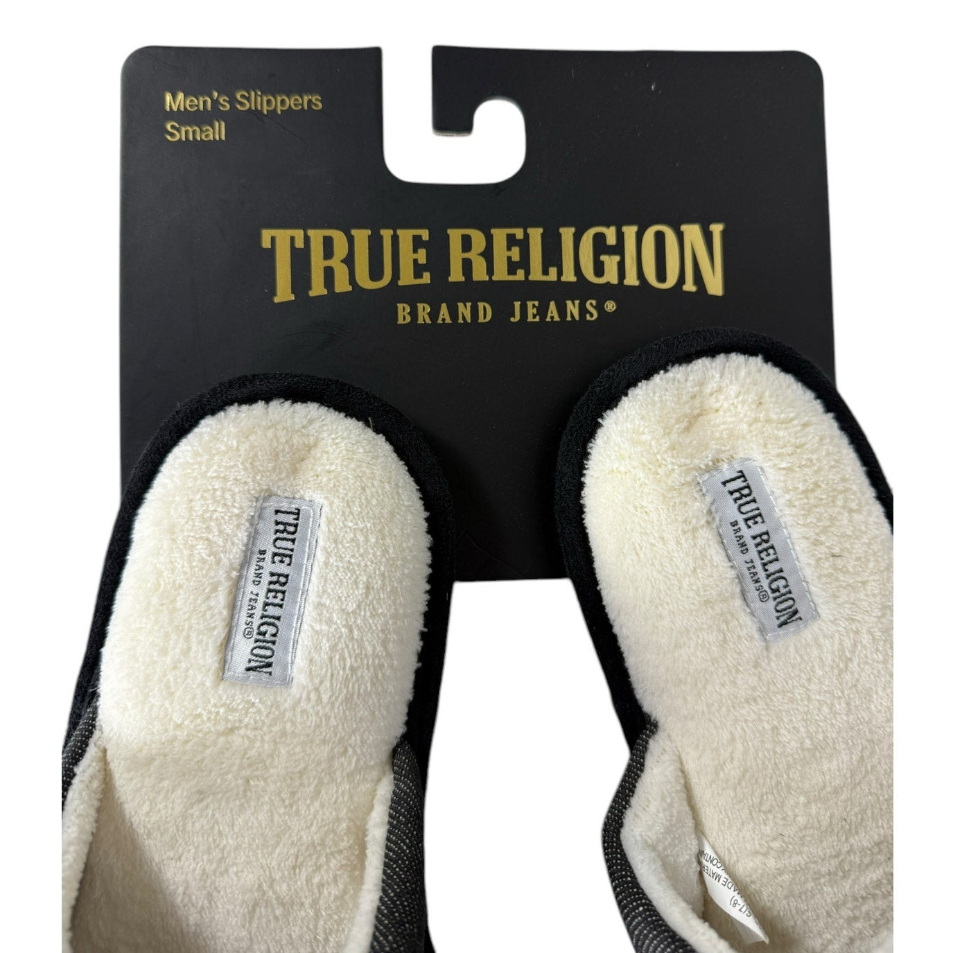 NWT True Religion Slippers Men's Black Slip on Size Small (7-8)