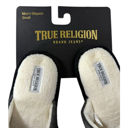 NWT True Religion Slippers Men's Black Slip on Size Small (7-8)