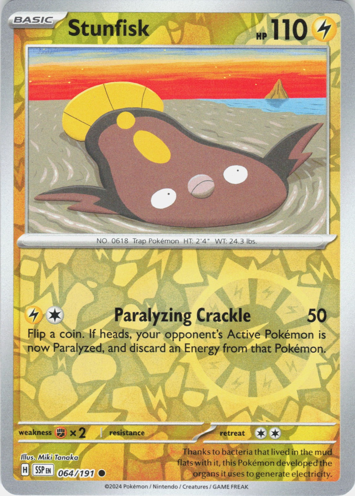 Stunfisk Reverse Holo Common SV08: Surging Sparks 064/191 NM