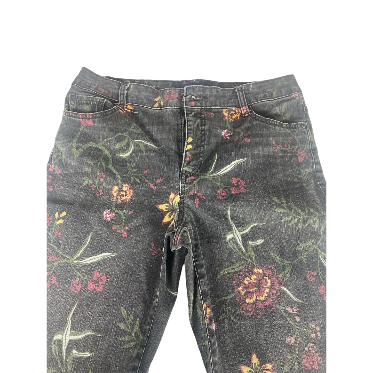 Women's Floral Print Black Bandolino Amy Jeans Size 6