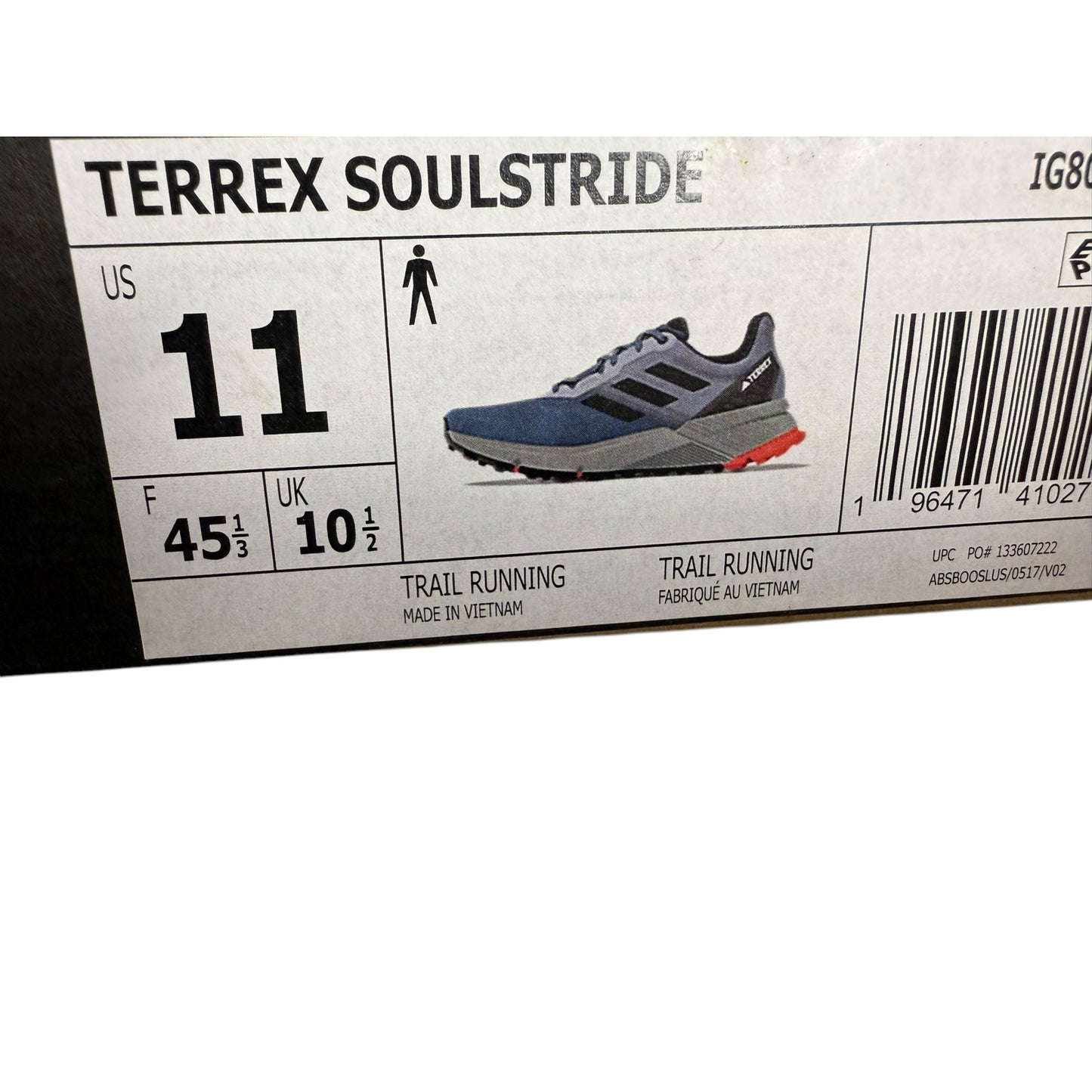 NIB Terrex Soulstride Men's Trail Running Shoes navy / orange Size 11