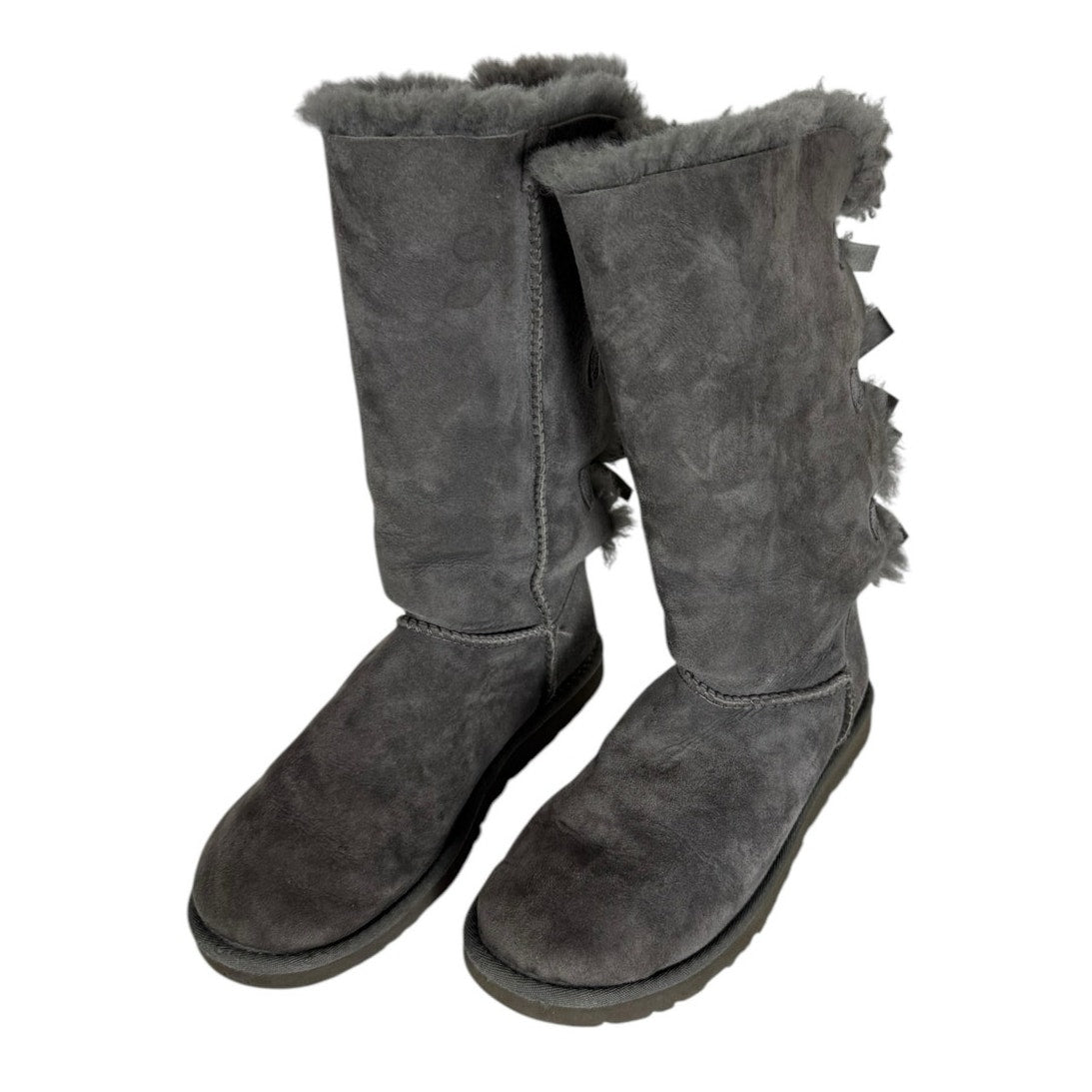 Ugg Bailey Bow Tie Boots  Women's Gray Size 6 Fur lined