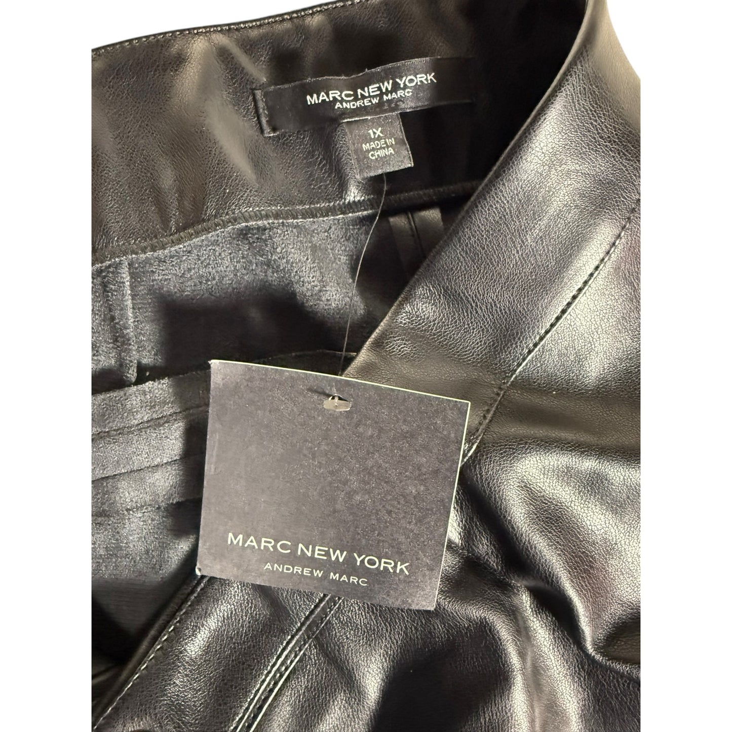 NWT Marc New York Women's Faux Leather Pants Size 1X High Rise Black Skinny
