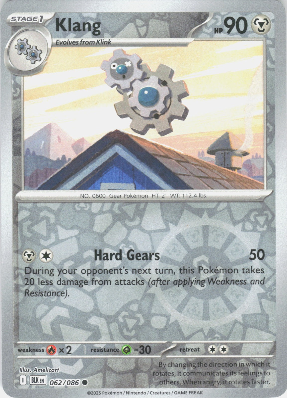 Klang Reverse Holo Common SV: Black Bolt 062/086 NM