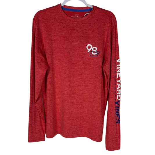 NWT Vineyard Vines Active Long sleeve Top Men's Red Flag Whale Small Quick Dry