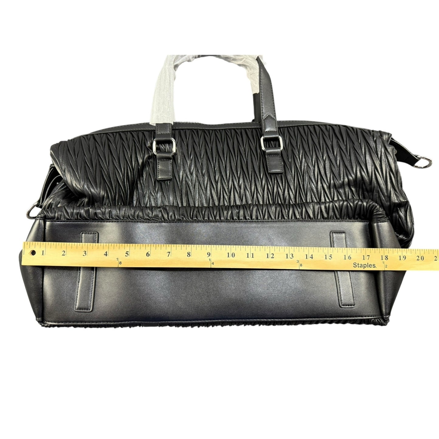 New Women's Knit Leather Large Black Tote shoulder bag with strap