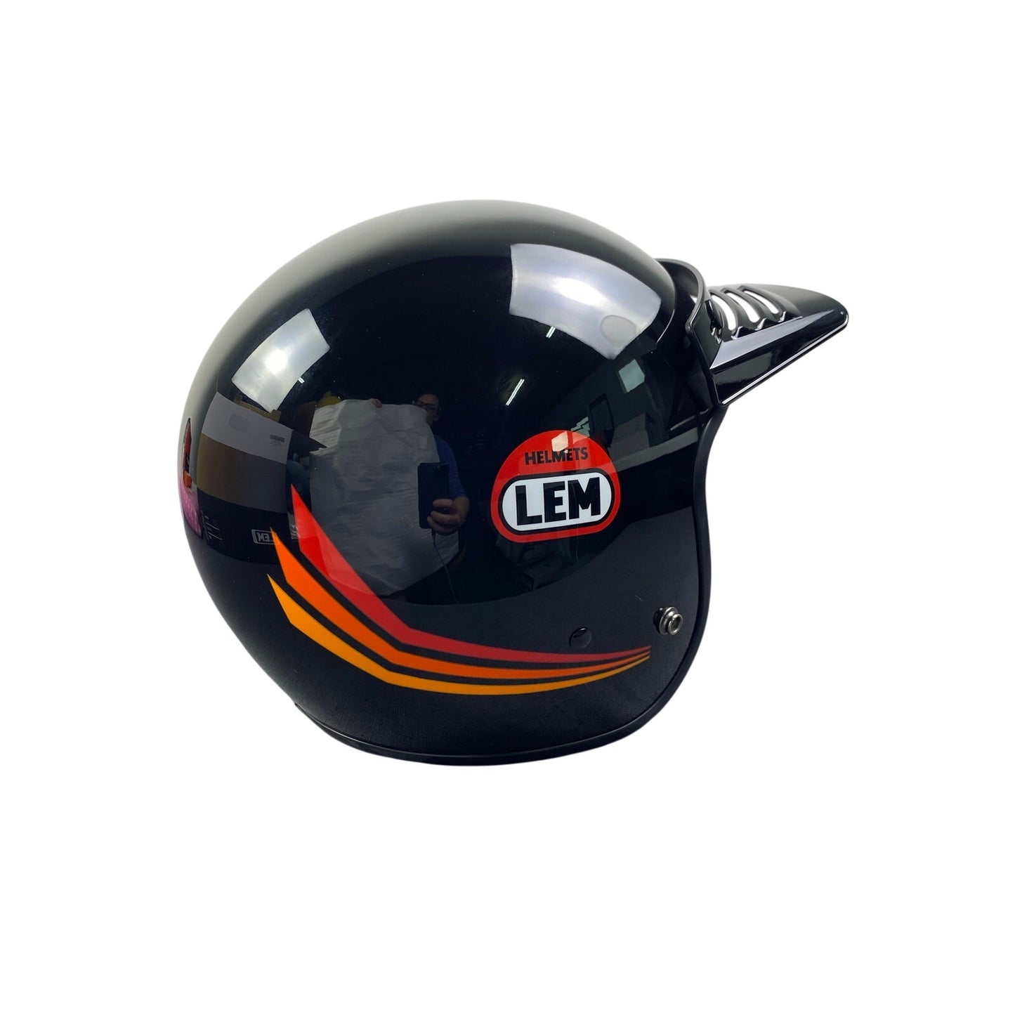 New LEM Helmet-Glossy Black Size Small Half Helmet Motorcycle scooter retro