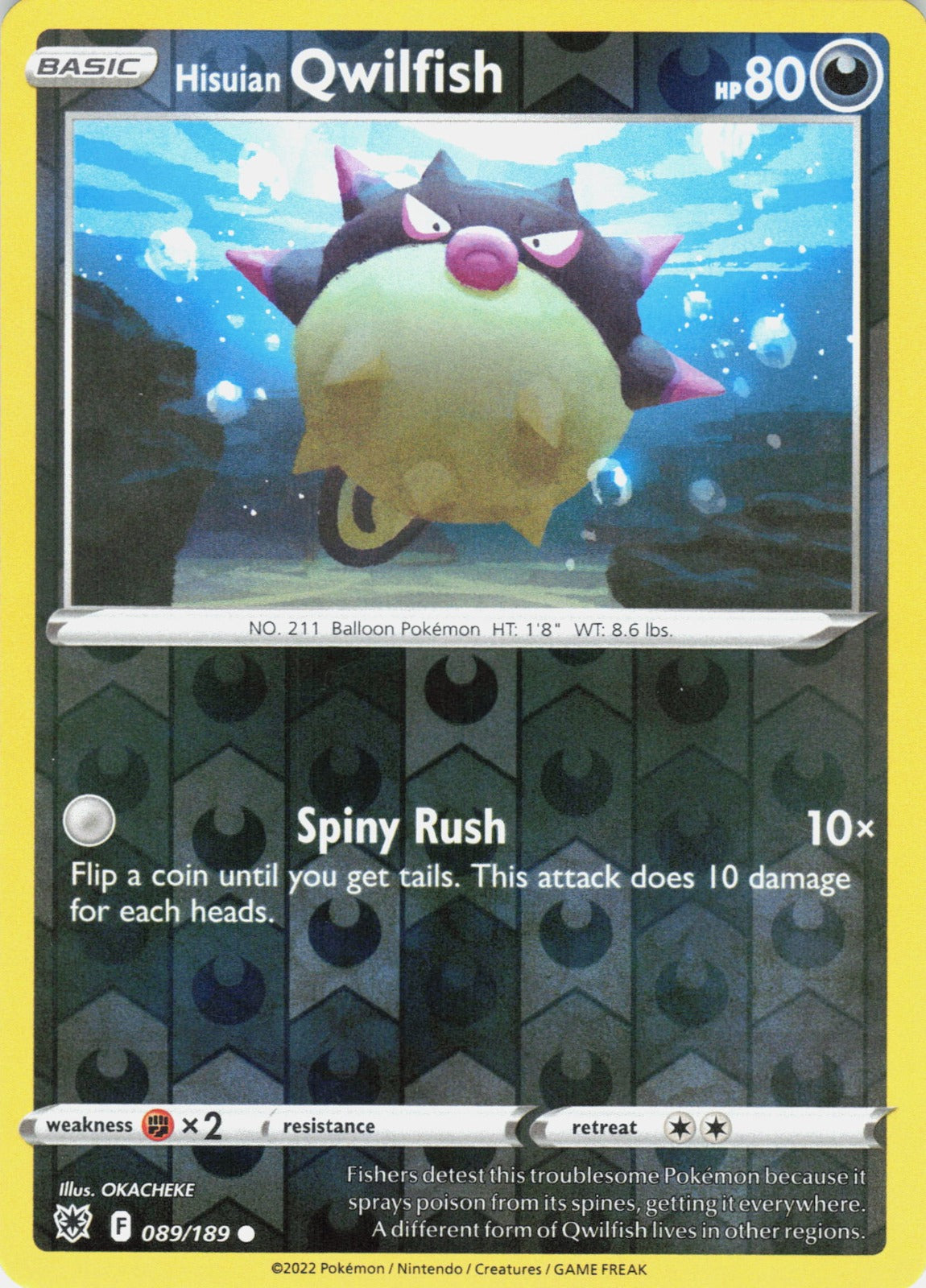 Hisuian Qwilfish (89) Reverse Holo Common SWSH10: Astral Radiance 089/189 NM