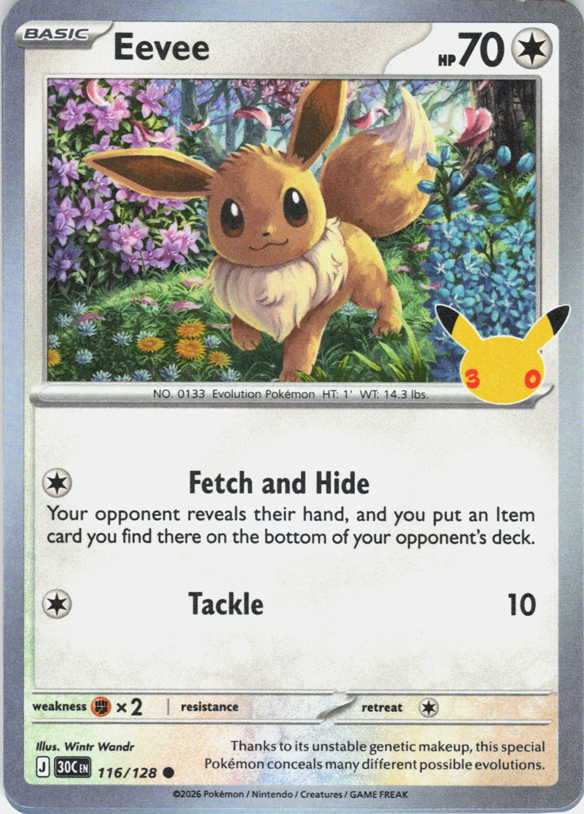 Eevee Common ME: 30th Celebration 116/128 NM