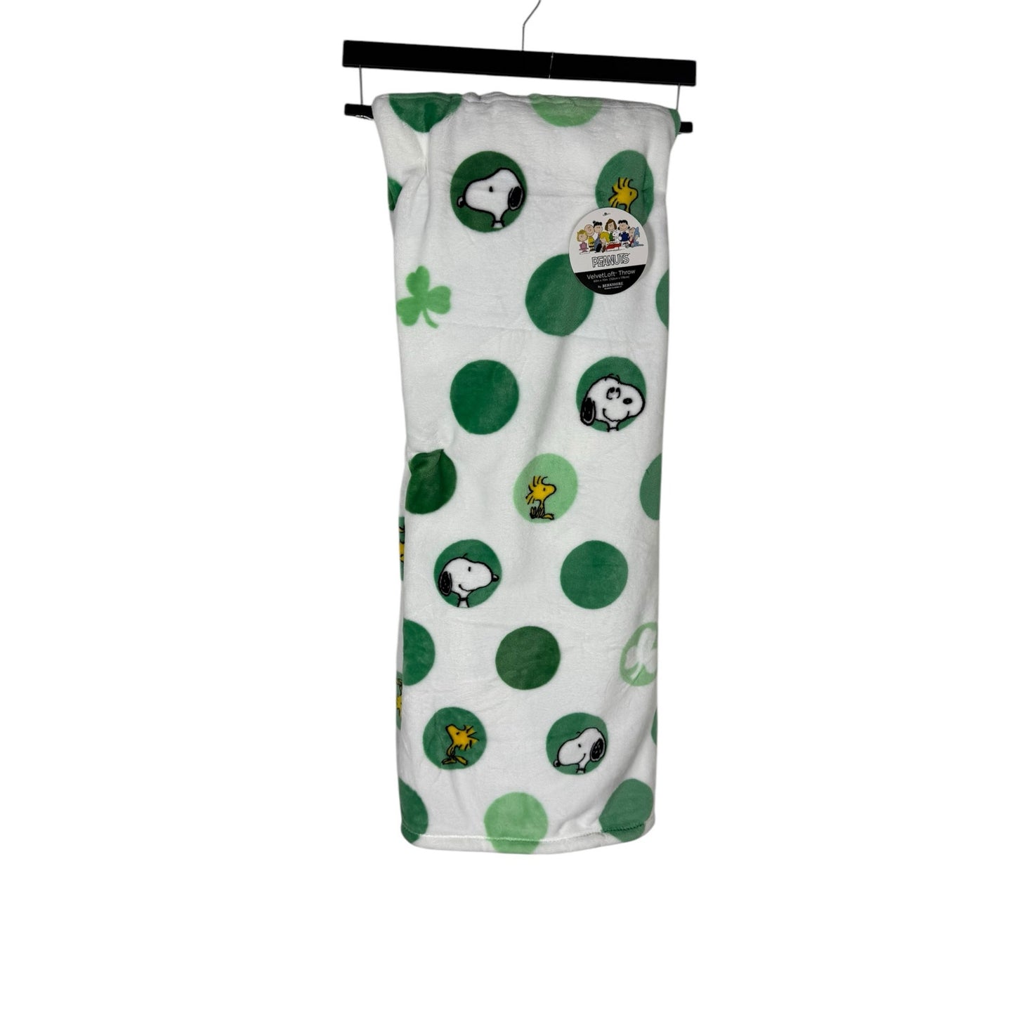 Peanuts Snoopy Woodstock St. Patrick Shamrock White Fleece Throw blanket 60 x 70