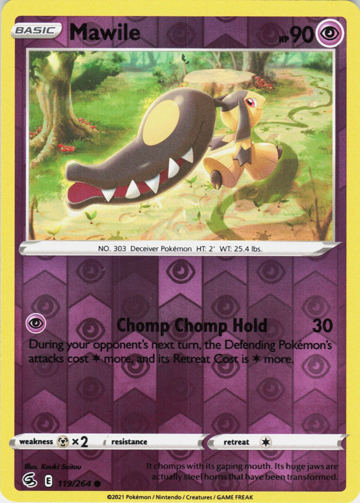 Mawile Reverse Holo Common SWSH08: Fusion Strike 119/264 NM