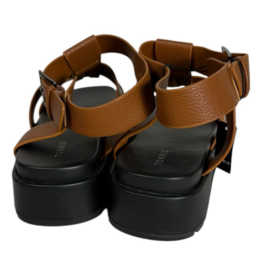 Torrid Flatform Gladiator SZ 11.5 Brown Chunky Faux Leather Platform Sandal NWT