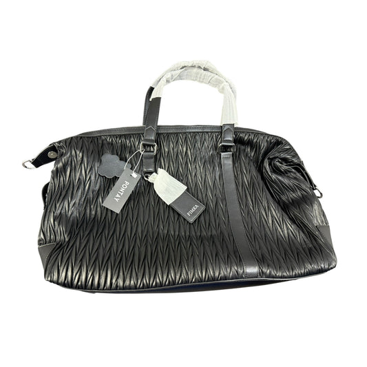 New Women's Knit Leather Large Black Tote shoulder bag with strap