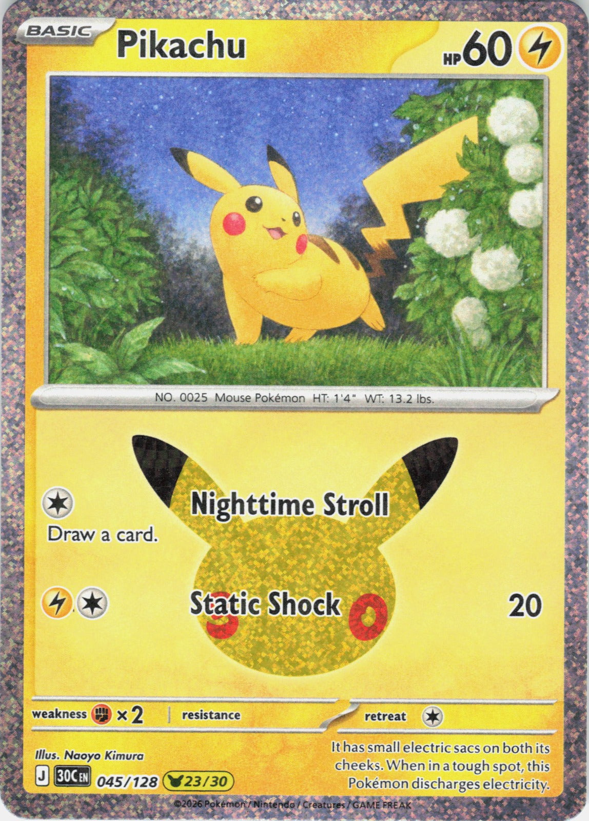 Pikachu Holo Pikachu Rare ME: 30th Celebration 045/128 NM
