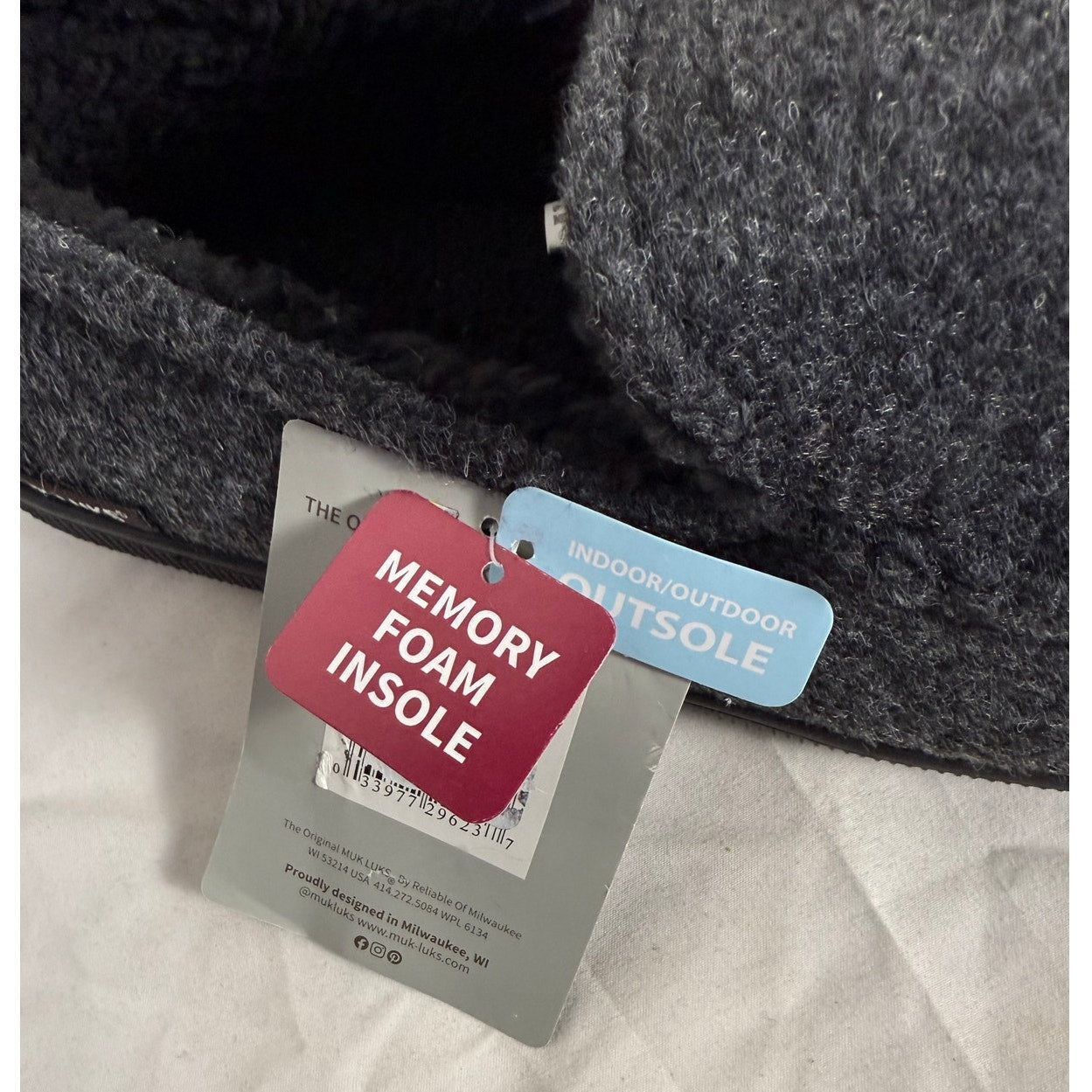 NWT Muk Luks Moccasin Women's Gray Slippers Size Large Fur Lined Memory Foam