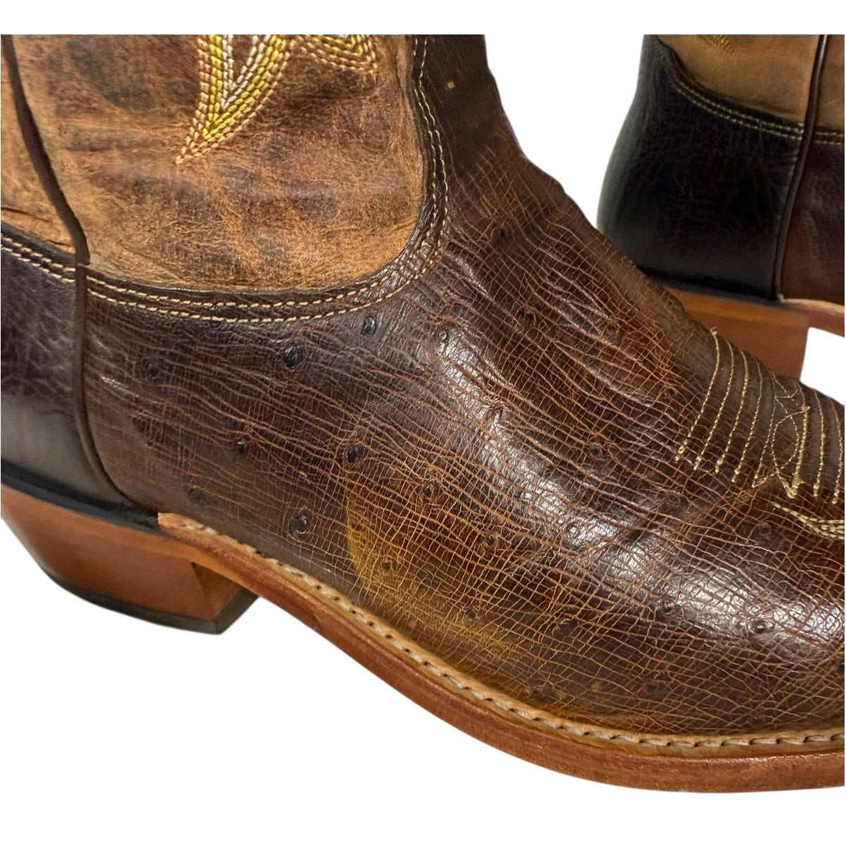 Tony Lama Ostrich Leather Cowboy Boots - Men's Size 10EE