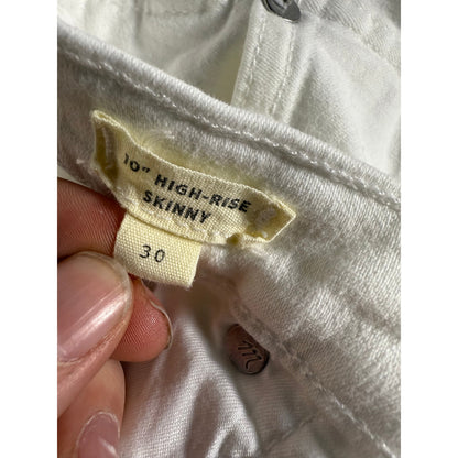 Women's Madewell White Ankle  Hi-rise Skinny Jeans Button up size 30