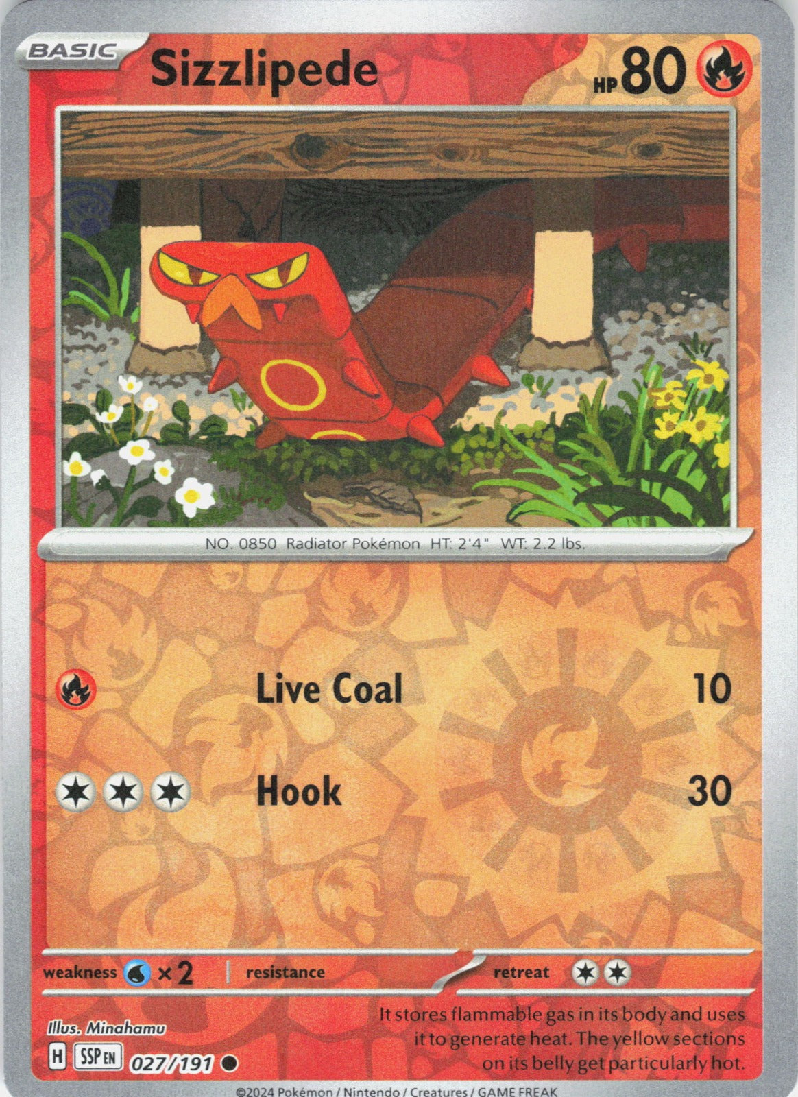 Sizzlipede Reverse Holo Common SV08: Surging Sparks 027/191 NM