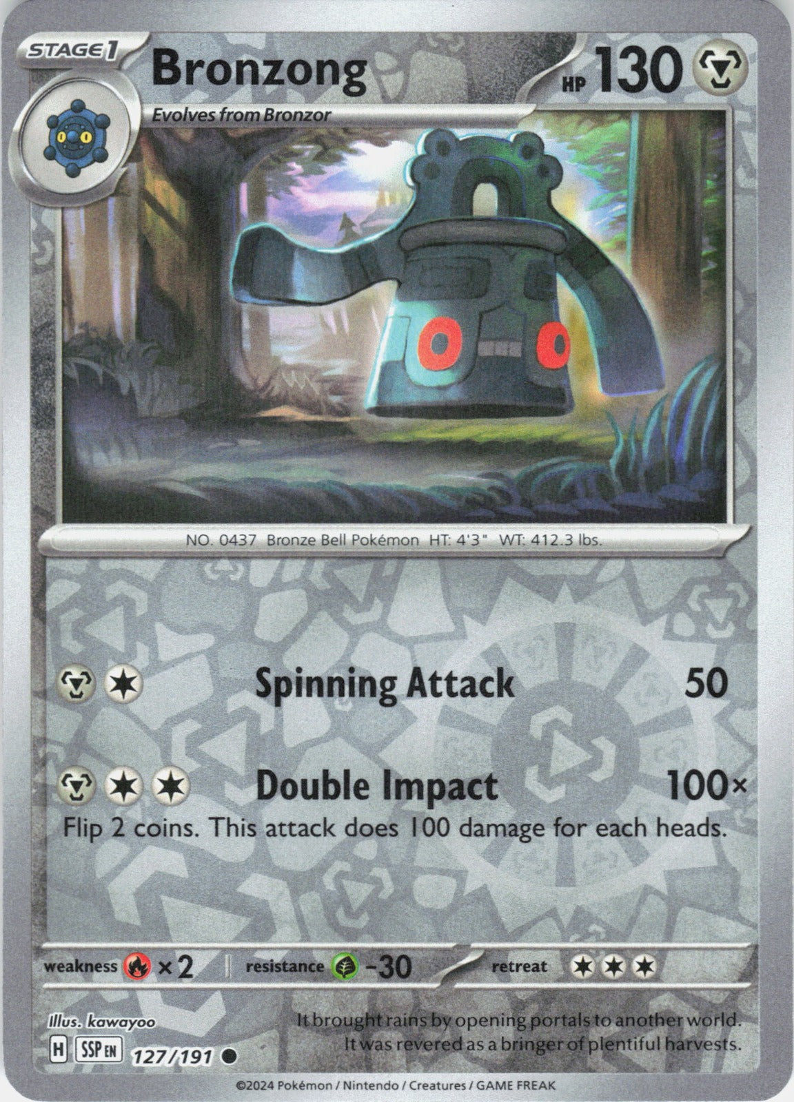 Bronzong Reverse Holo Common SV08: Surging Sparks 127/191 NM