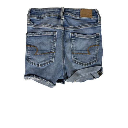 American Eagle Shorts women 00 Blue Hi-rise Shortie Ripped Denim