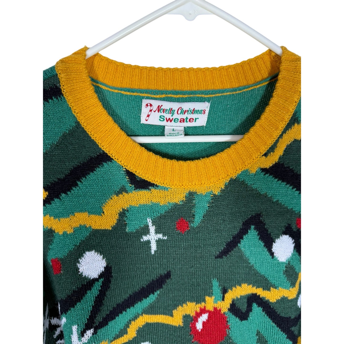 Merry Christmas Sweater Men's Green Large Ugly Sweater Crewneck