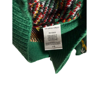 Merry Christmas Sweater Men's Green Large Ugly Sweater Crewneck