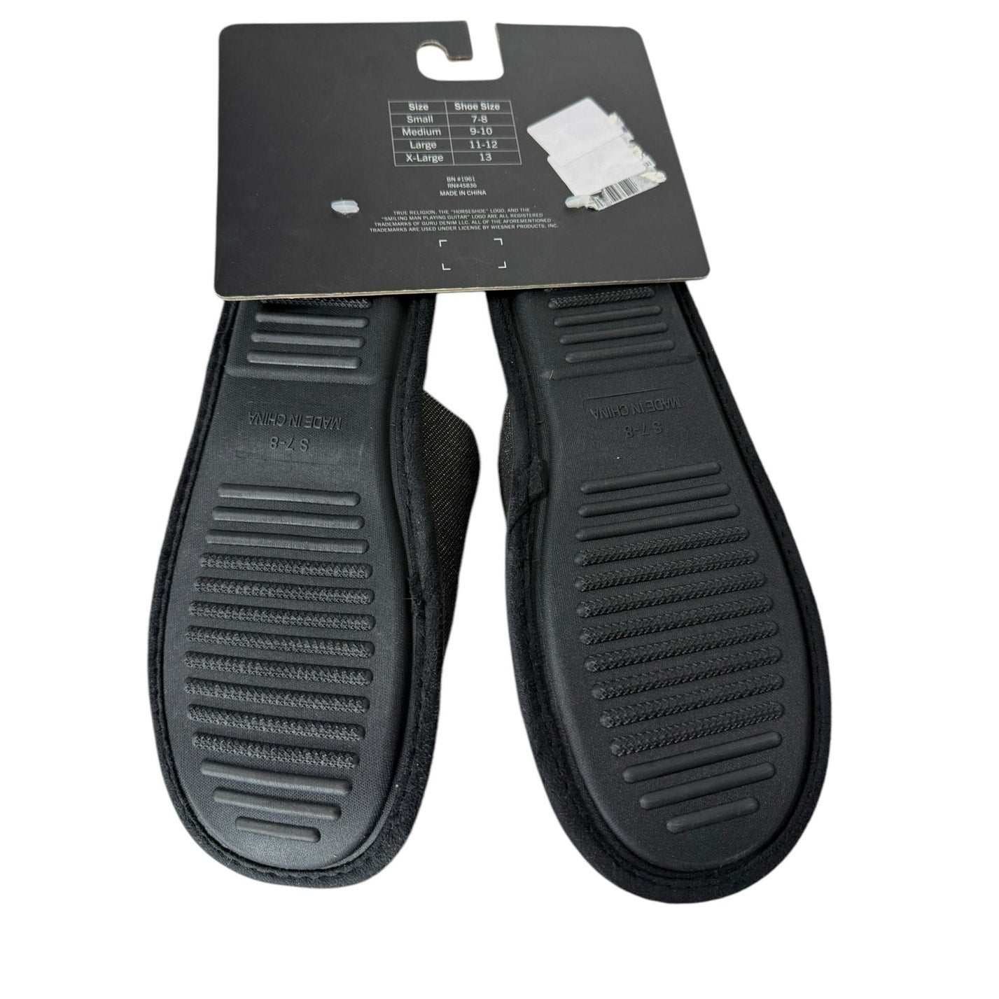 NWT True Religion Slippers Men's Black Slip on Size Small (7-8)