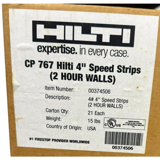 Hilti CP 767 4" Speed Strip Fire rated 2 hour walls Insulation 21pcs per case