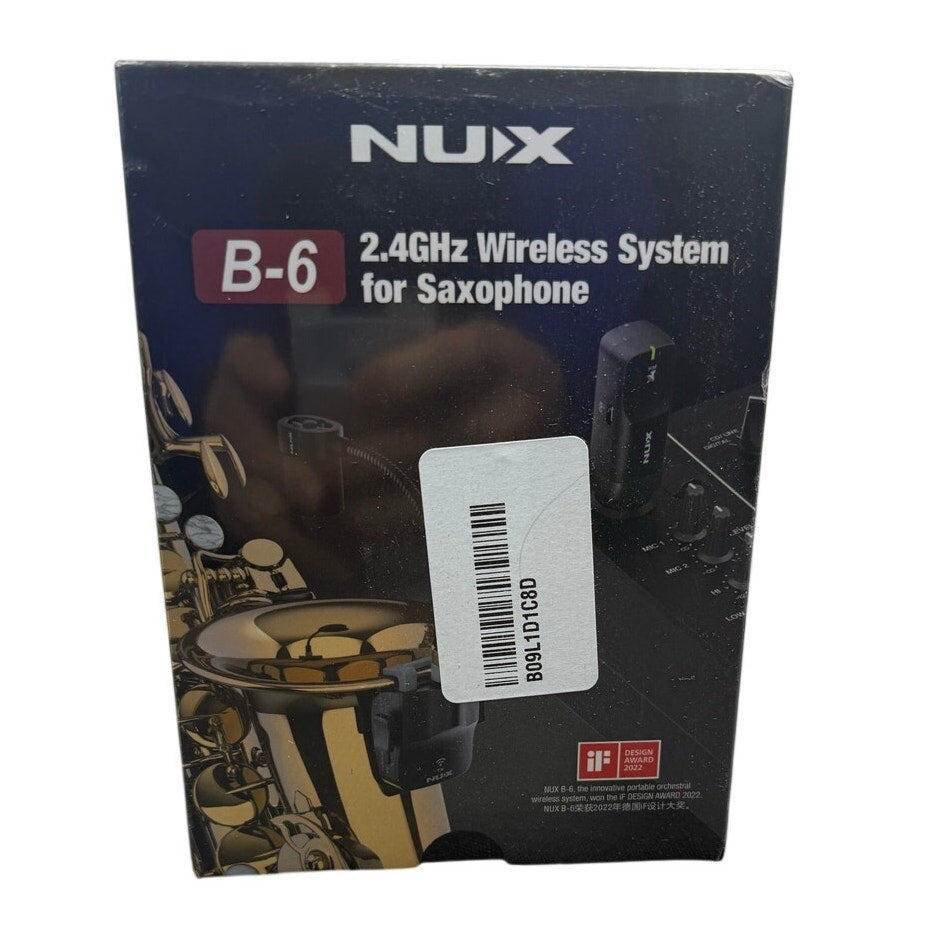 New Sealed NUX B-6 2.4GHz Wireless Saxophone Microphone System Black