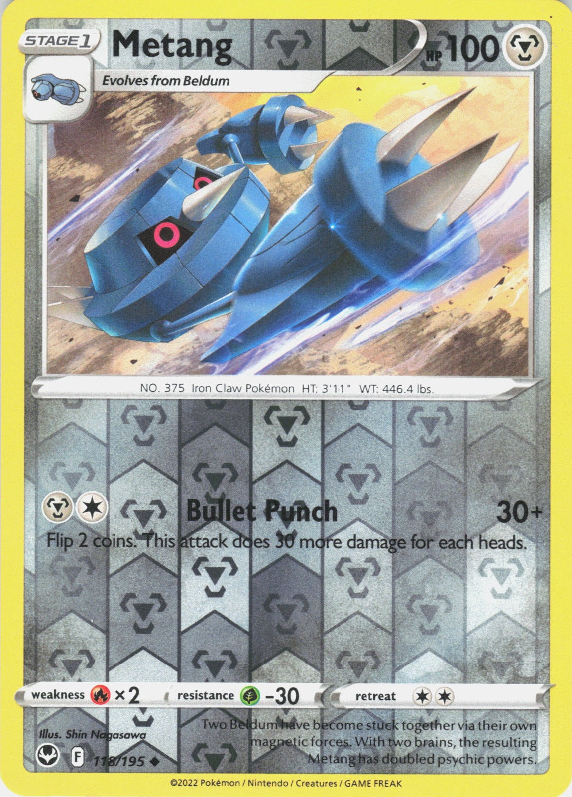 Metang Reverse Holo Uncommon SWSH12: Silver Tempest 118/195 NM