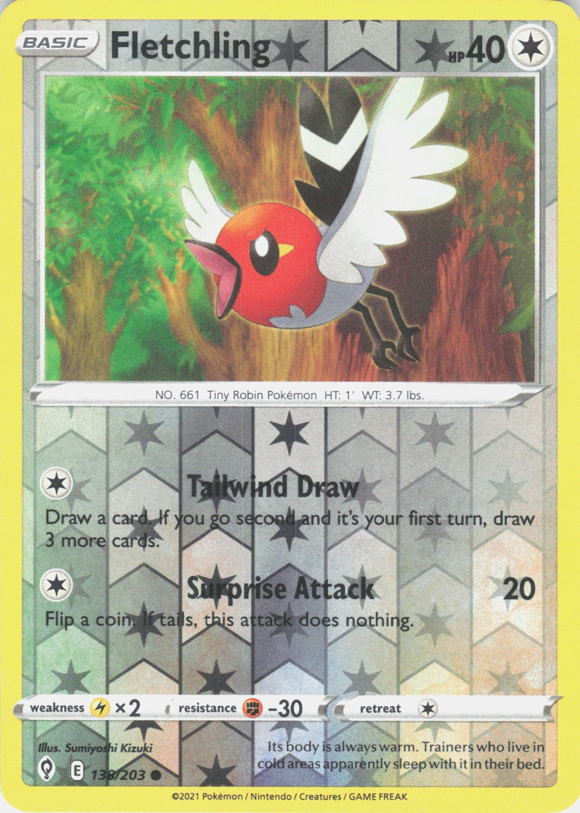 Fletchling Reverse Holo Common SWSH07: Evolving Skies 138/203 NM