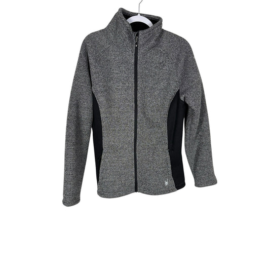 Spyder Zip up jacket Women's Fleece Gray black Size XL