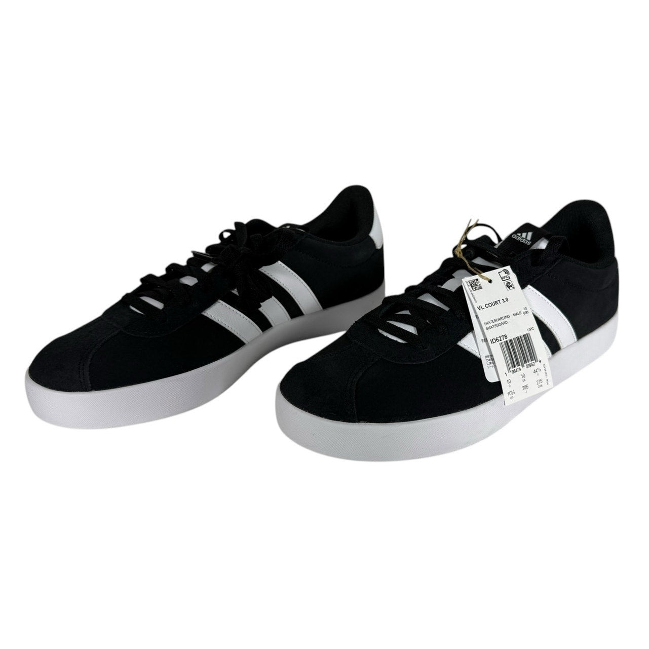 NWT Adidas Sneakers Men's VL Court 3.0 Black and White Size 10.5 Skateboarding